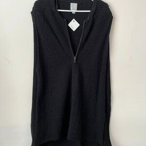NWT halogens sweater cape black zip closure